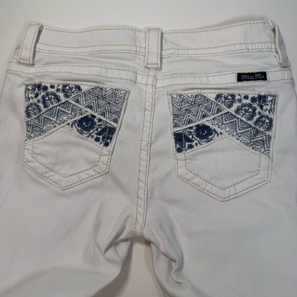 MISS ME Mid Rise Ankle Skinny Jeans White Raw Hem Boho Western size 26 - Picture 4 of 9
